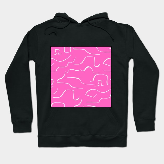 Dark pink color wavey pattern Hoodie by Shineyarts